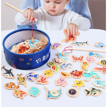 Montessori Wooden Fishing Toy for Kids Learning