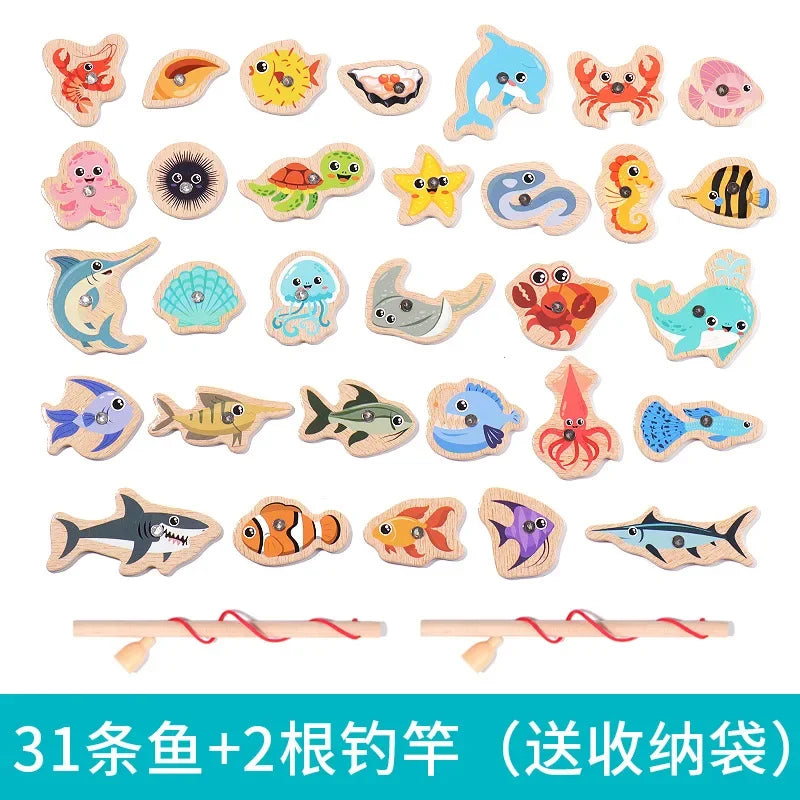 Montessori Wooden Fishing Toy for Kids Learning